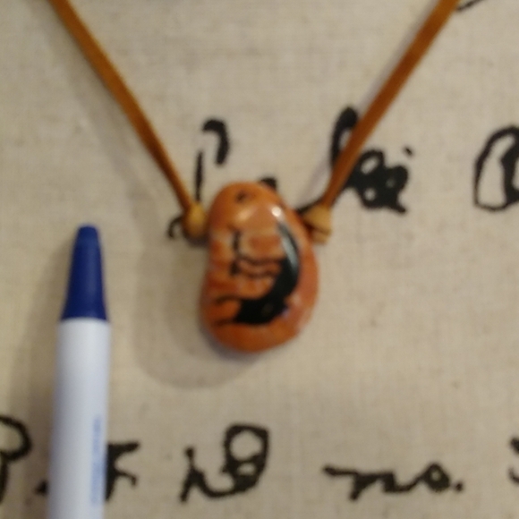 Natural Stone tribal  choker necklace brown black - Picture 4 of 4